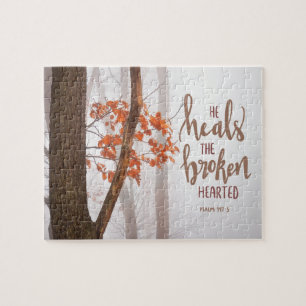 Psalm 147:3 Hij heelt de gebroken Hearted Legpuzzel