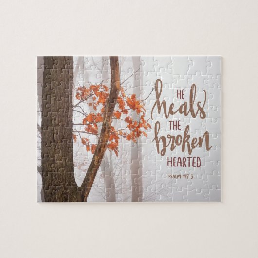 Psalm 147:3 Hij heelt de gebroken Hearted Legpuzzel (Horizontaal)
