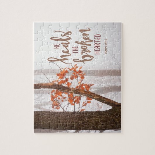 Psalm 147:3 Hij heelt de gebroken Hearted Legpuzzel (Verticaal)