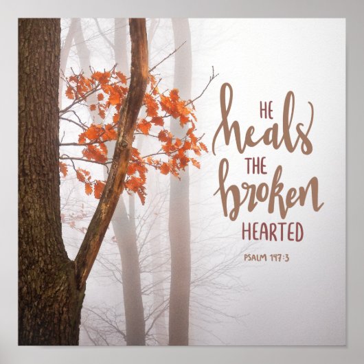 Psalm 147:3 Hij heelt de gebroken Hearted Poster (Voorkant)