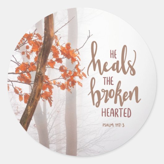 Psalm 147:3 Hij heelt de gebroken Hearted Ronde Sticker (Voorkant)