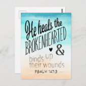 Psalm 147:3 Hij hoort de gebroken haren Briefkaart (Voorkant / Achterkant)