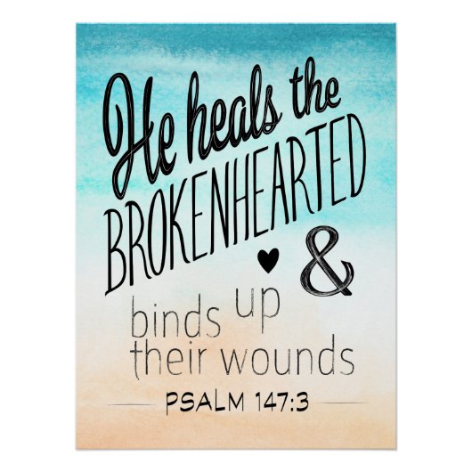 Psalm 147:3 Hij hoort de gebroken haren Perfect Poster (Voorkant)