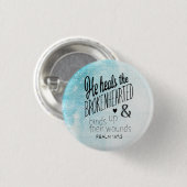Psalm 147:3 Hij hoort de gebroken haren Ronde Button 3,2 Cm (Voorkant /achterkant)