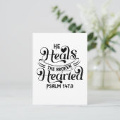 Psalm 147:3 - Hij hoort het gebroken verwarmde Bri Briefkaart (Staand voorkant)