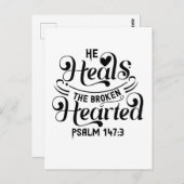 Psalm 147:3 - Hij hoort het gebroken verwarmde Bri Briefkaart (Voorkant / Achterkant)