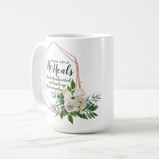 Psalm 147:3 Koffie Mok (Voorkant links)