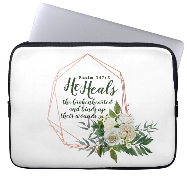 Psalm 147:3 laptophoes laptop sleeve (Voorkant)