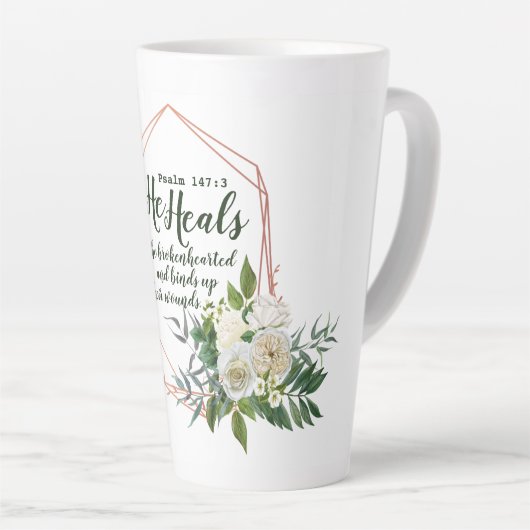 Psalm 147:3 Latte Mok (Rechterhoek)