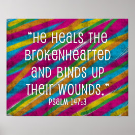Psalm 147:3 Regenboog "Hij hoort de gebroken haren Poster