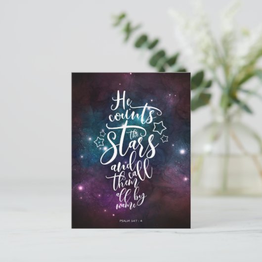 Psalm 147:4-5 Hij telt de Bijbelverse sterren Briefkaart (Staand voorkant)