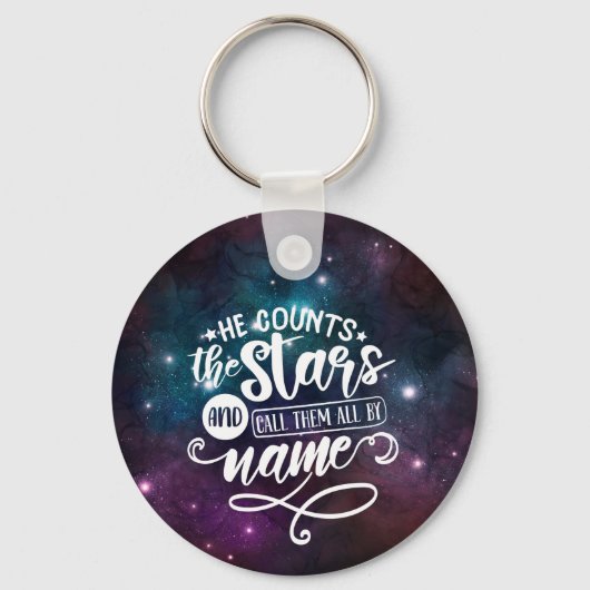 Psalm 147:4 Hij telt de Stars Bijbel Sleutelhanger (Voorkant)