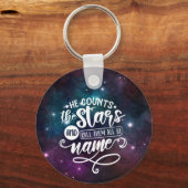 Psalm 147:4 Hij telt de Stars Bijbel Sleutelhanger (Voorkant)