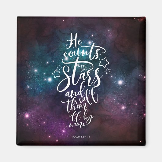Psalm 147:4 Hij telt de sterren Magneet (Voorkant)