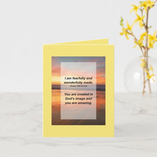 Psalm 149:14 Ik ben angstig en wonderlijk gemaakt Kaart (Gele Bloem)