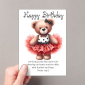Psalm 149:3 Teddy Ballerina Birthday Greeting Acryl Uitnodigingen (Insitu (Draagbaar))