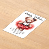 Psalm 149:3 Teddy Ballerina Birthday Greeting Acryl Uitnodigingen (Laagn)