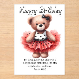 Psalm 149:3 Teddy Ballerina Birthday Greeting Acryl Uitnodigingen