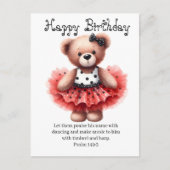 Psalm 149:3 Teddy Ballerina Birthday Greeting  Briefkaart (Voorkant)
