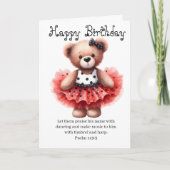 Psalm 149:3 Teddy Ballerina Birthday Greeting Kaart (Voorkant)