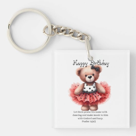 Psalm 149:3 Teddy Ballerina Keychain (voorkant)