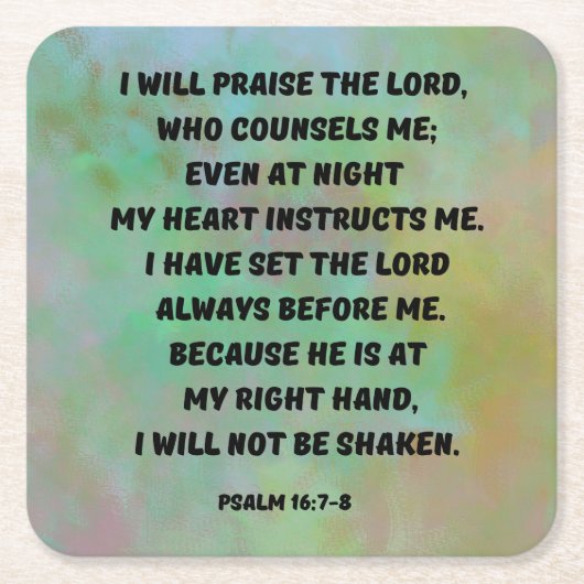 Psalm 16:7-8 The Lord Counsels me Kartonnen Onderzetters (Voorkant)