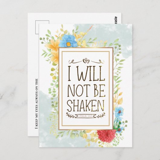 Psalm 16 8 Ik zal niet Christelijk geschud worden Briefkaart (Voorkant / Achterkant)