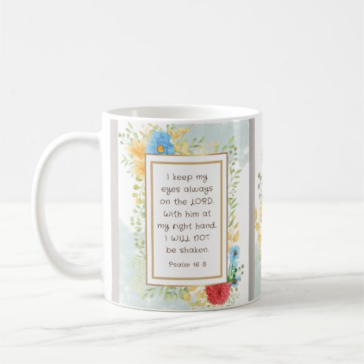 Psalm 16 8 Ik zal niet Christelijk geschud worden Koffiemok (Links)