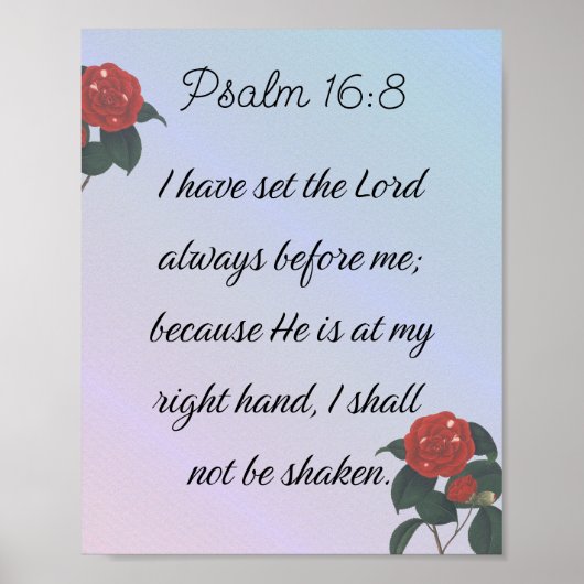 Psalm 16:8, Inspirerend Bijbelverse Poster (Voorkant)