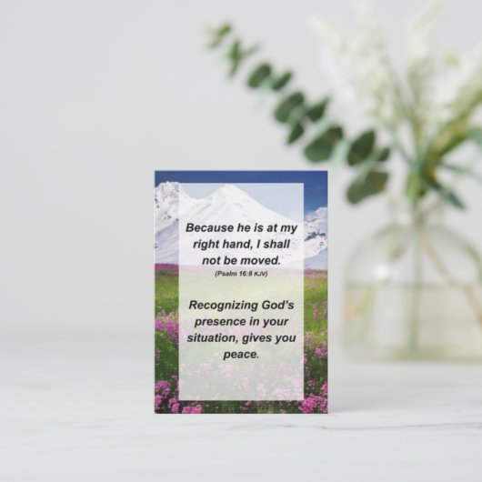Psalm 16:8 Omdat hij in mijn rechterhand staat, za Informatiekaartje (Staand voorkant)