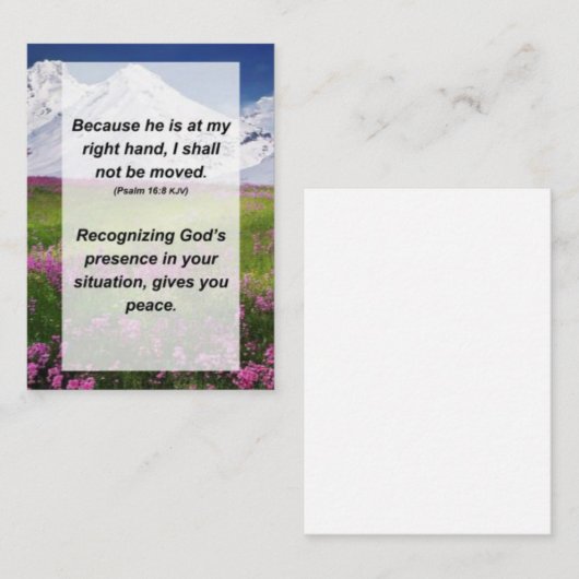 Psalm 16:8 Omdat hij in mijn rechterhand staat, za Informatiekaartje (Voorkant / Achterkant)