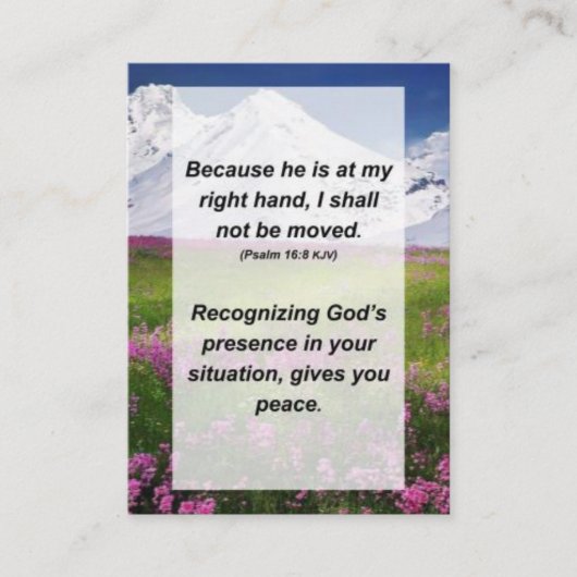 Psalm 16:8 Omdat hij in mijn rechterhand staat, za Informatiekaartje (Voorkant)