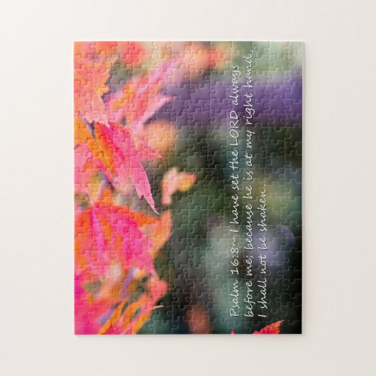 Psalm 16:8 op valbladeren legpuzzel (Verticaal)
