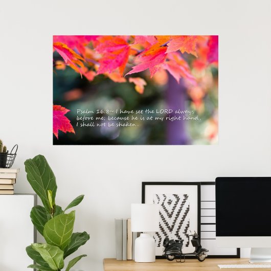 Psalm 16:8 op valbladeren poster (Thuiskantoor)
