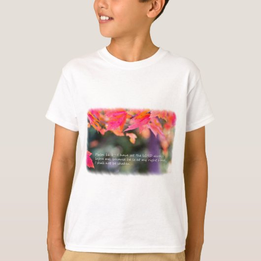 Psalm 16:8 op valbladeren t-shirt (Voorkant)