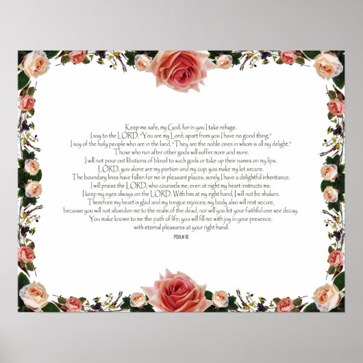Psalm 16, Bijbelversie, wanddecor Poster (Voorkant)