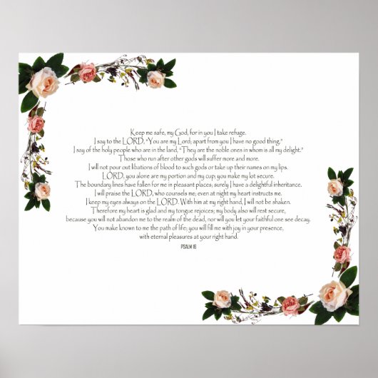 Psalm 16, Bijbelversie, wanddecor Poster (Voorkant)