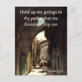 Psalm 17:5 op een oude foto van de Via Dolorosa Briefkaart