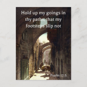 Psalm 17:5 op een oude foto van de Via Dolorosa Briefkaart