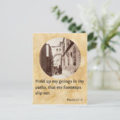 Psalm 17:5 op een oude foto van Via Dolorosa Briefkaart (Staand voorkant)