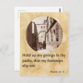 Psalm 17:5 op een oude foto van Via Dolorosa Briefkaart (Voorkant / Achterkant)