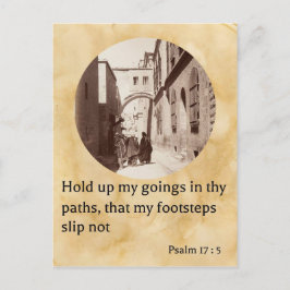 Psalm 17:5 op een oude foto van Via Dolorosa Briefkaart
