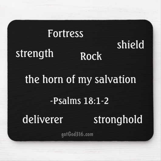 Psalm 18:1-2 gotGod316l.com Muismat (Voorkant)