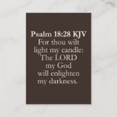 Psalm 18:28 KJV Kaarten - Verlicht mijn duisternis Visitekaartje (Achterkant)