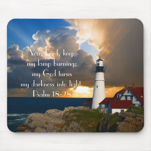 psalm 18:28 vuurtoren Mousepad Muismat (Voorkant)