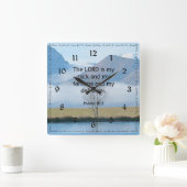 Psalm 18:2 Bijbelverse... De Heer is Mijn Rock... Vierkante Klok (Huis)