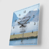 Psalm 18:2 Bijbelverse... De Heer is Mijn Rock... Vierkante Klok (Hoek)