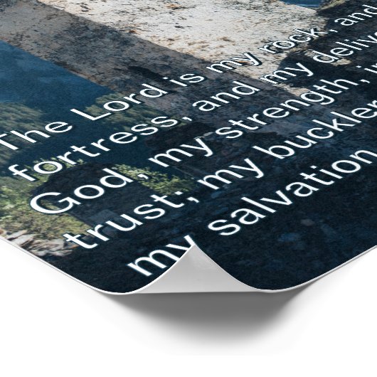 Psalm 18:2 De Heer is mijn Rots KJV Bijbelmuurkuns Poster (Hoek)