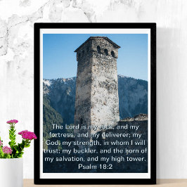 Psalm 18:2 De Heer is mijn Rots KJV Bijbelmuurkuns Poster
