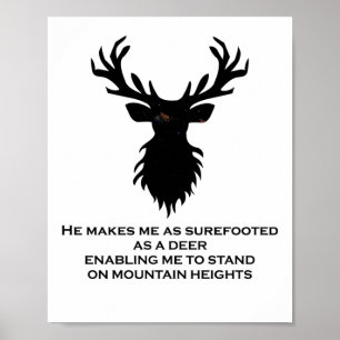 Psalm 18:33 Bijbelverse deer Galaxy Poster